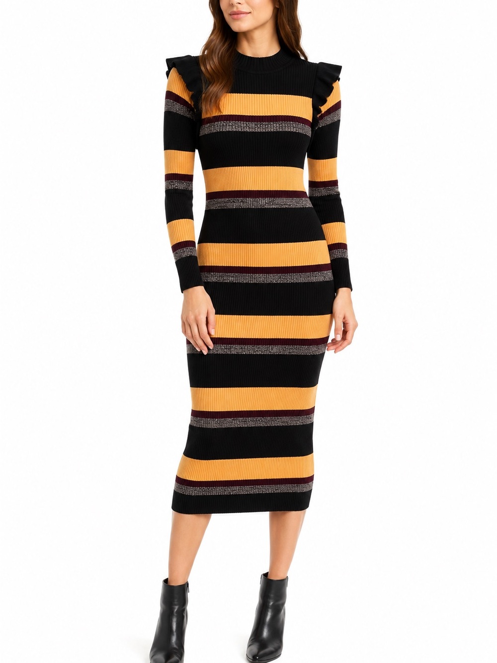 Scotch & Soda Ribbed Knit Striped Midi Dress – XS